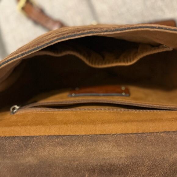 Patricia Nash Isola Flap Saddle Bag Crossbody Whiskey Brown - Picture 9 of 11